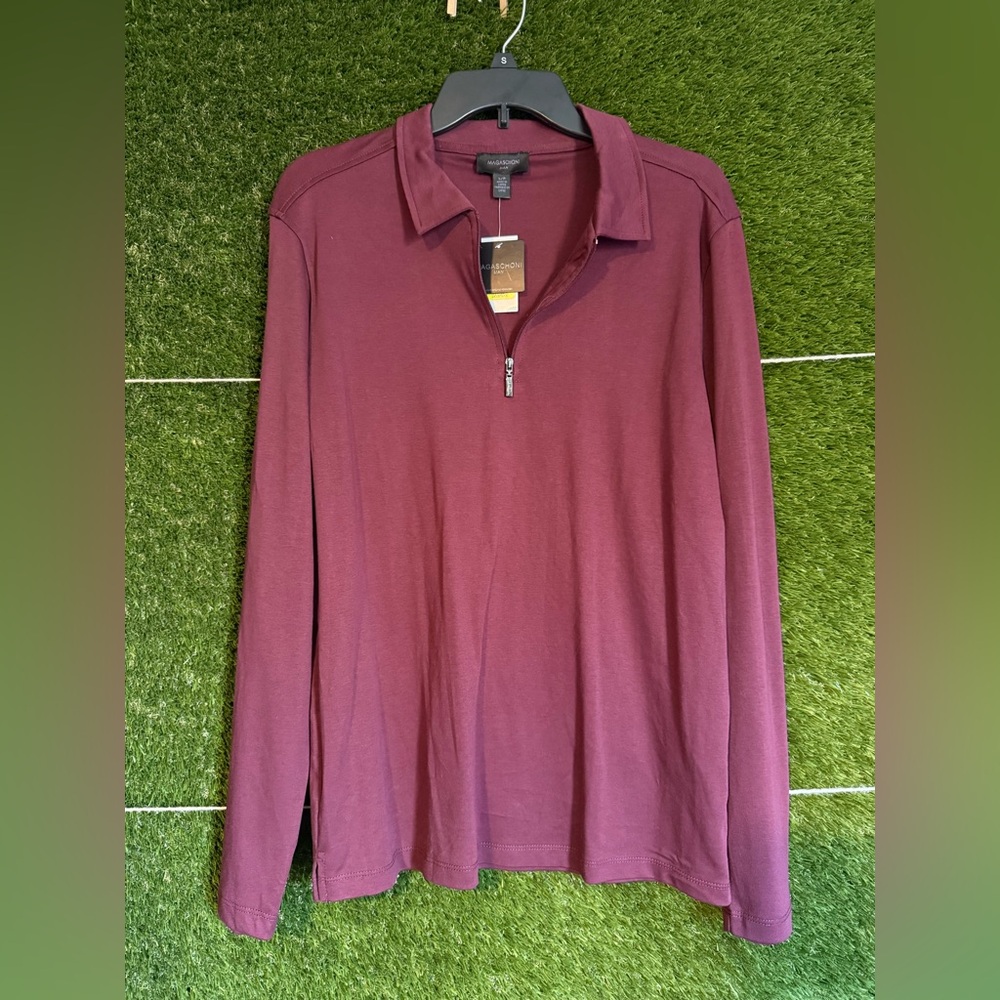 Men’s S/P Magaschoni Long Sleeve Quarter Zip Pima Cotton Polo